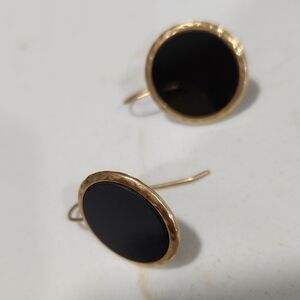 Elegant Black and Gold Earrings with Textured Frames